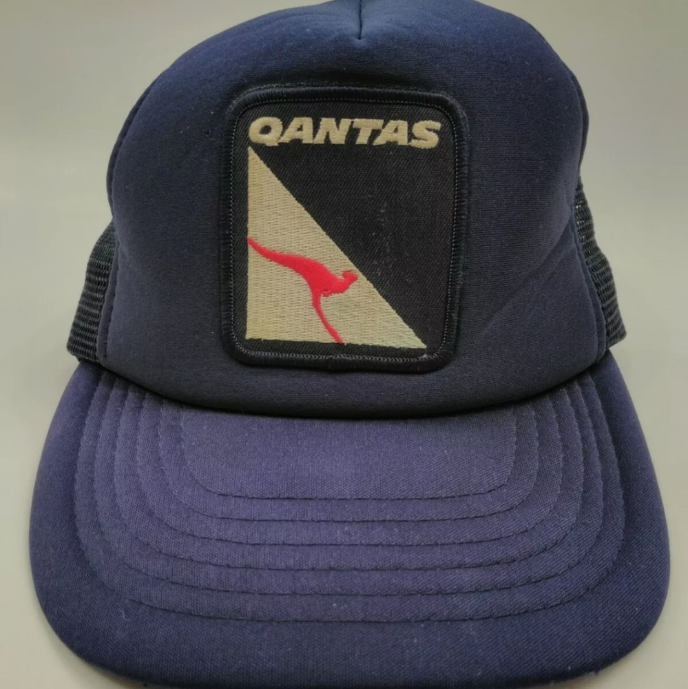 Vintage Qantas Airlines Mesh Trucker Snapback Hat